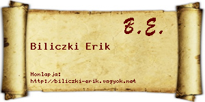 Biliczki Erik névjegykártya